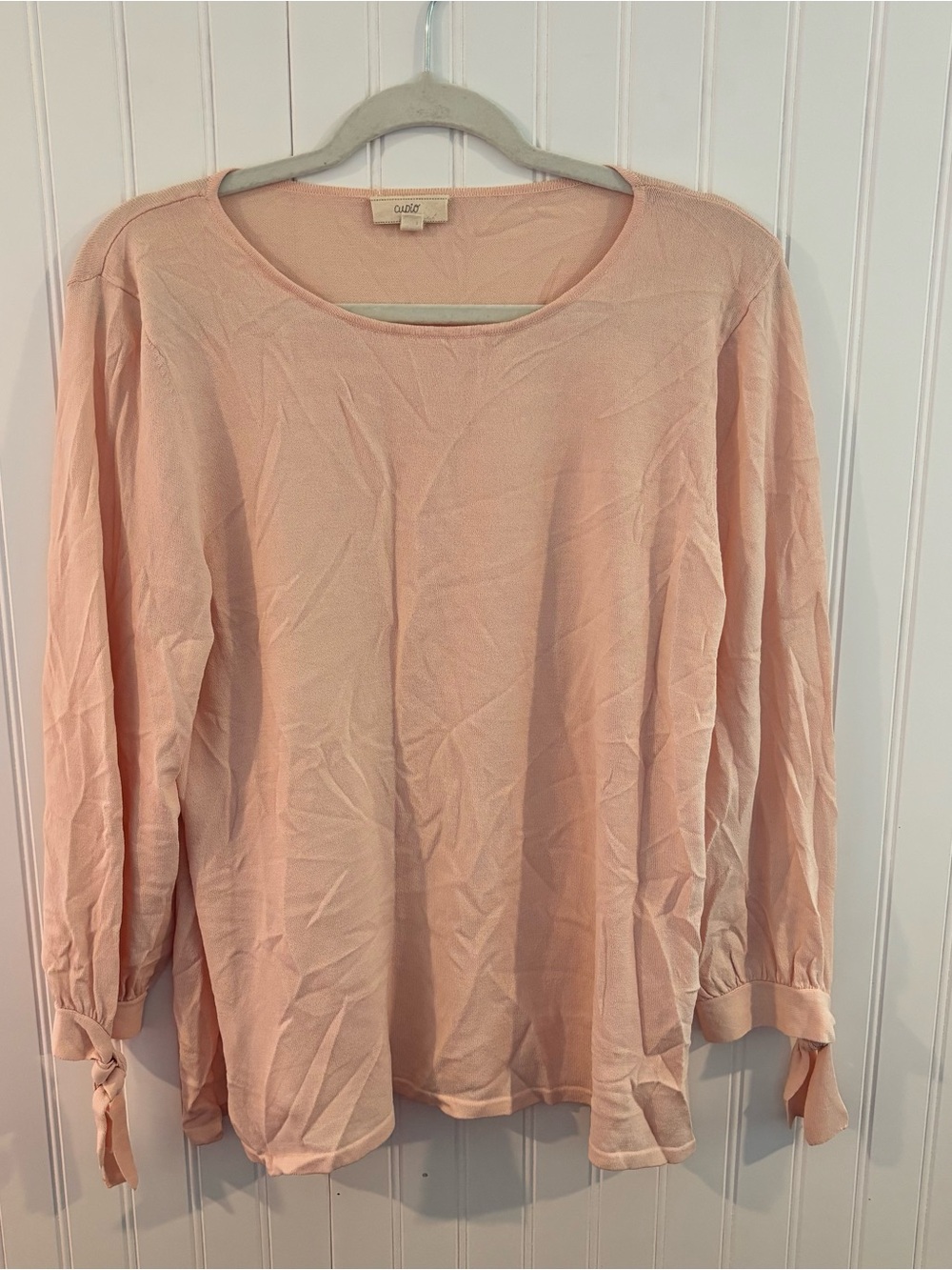 Cupio Pale Pink Tie Cuff Top